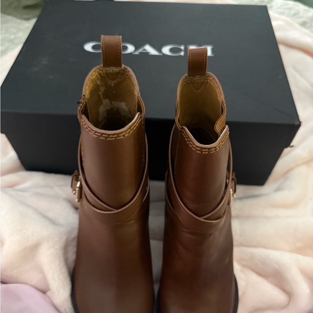 Coach Brown Leather Heeled Boots - Picture 5 of 5